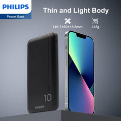 Philips Powerbank 10000mAh Power Bank USB Portable Reliable 5V 2.1A DLP1810NW (White)
