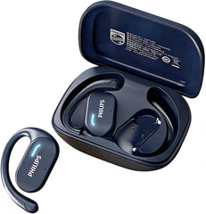 Philips Open-Ear Headphones, Adjustable Ear Hooks, Ultra-Comfort, Snug Fit, Powerful Sound, Clear Calls, IP55, LED Lights, 22H Playtime, Bluetooth 5.4 Earbuds, Multipoint Connection -Blue