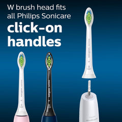 Genuine Philips Sonicare W Optimal White standard brush heads, Click-on, BrushSync Enabled, White, 3 Pack, HX6063/67
