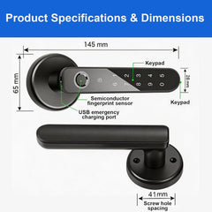 BUCKKO Locks Smart Lock 6 in 1, Fingerprint Door Lock Set, Keyless Entry Door Knob with APP/Code/Keys/Fingerprint, Electronic Keypad Lock Remote APP Control, Reversible Handle