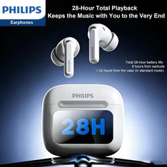 Philips Wireless Bluetooth Headphones Touchscreen-ENC Noise Cancelling Versatile in-Ear Long Battery Life Bluetooth 6.0 IPX7 Waterproof Compatible with iPhone/Samsung/iOS/Android/Tablet