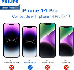 Philips HD Ceramic Screen Protector Film for iPhone 14 Pro, Nano Coated Hydrogel Screen Protector HD Clear Explosion-Proof Film【Anti-Oil】【Anti-Fingerprint】【Full Coverage】【Hardness 9H】【Anti-Shatter】