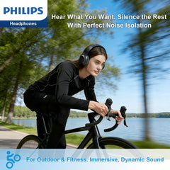 Philips TAH1120 Lightweight On-Ear Wireless Bluetooth Headphones with Passive Noise Isolation - up to 55 Hours Playtime, Clear Calls, Dynamic Bass, 2 Hours USB-C Charging - Black