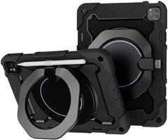 BUCKKO Case for iPad (A16) 11th/10th Generation 11/10.9 inch 2025/2022, Heavy Duty Shockproof Cover with 360° Rotating Handle/Bracket/Pen Holder/Shoulder Strap, Black