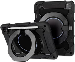 BUCKKO Case for iPad (A16) 11th/10th Generation 11/10.9 inch 2025/2022, Heavy Duty Shockproof Cover with 360° Rotating Handle/Bracket/Pen Holder/Shoulder Strap, Black
