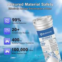 BUCKKO 836848 Refrigerator Water Filter, Replacement for Fisher & Paykel #862285 Replaces #836848, 836860, E522B, PS2067635, RF90A180DU, EFF-6017A, E402B, E442B, SUPCO WF296, RF135B (1-Pack)