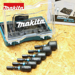 Makita Hex Impact Socket Bit Set 6, 7, 8, 10, 12, 13mm with Magnet 1/4 BLACK Series E-18035 for Impact Driver, etc. [Parallel Import]