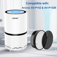 BUCKKO AV-P152 Air Filter Replacement, Compatible with AROVEC AV-P152 Air Purifier, High Efficiency 3-in-1 Package (Preliminary Filter, H13 True HEPA Filter and Efficiency Carbon Filter), 2 Pack