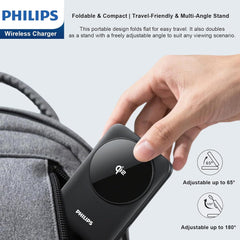 PHILIPS Compatible with qi/qi2 Magsafe Charger 3 in 1 Wireless Charging Station Portable Foldable Travel Charger Pad Magsafe Charging Stand for Apple Multiple Devices Fits iPhone 17 16 iWatch AirPods