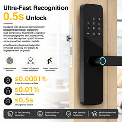 Buckko Locks BL-02 Smart Apartment Lock, Fingerprint, Code, Card and Key, Black