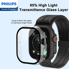 PHILIPS Case with Screen Protector for Apple Watch Ultra 2 49mm, Overall Protective Cover, Built-in Tempered Glass Film High Sensitivity (Clear)