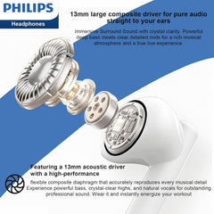 Philips Wireless Earbuds with Hi-Res Audio, Deluxe HS Semi in-Ear Headphones with LDAC, ENC Clear Call, 13mm Large Driver, Game Mode, in-Ear Detection, Total 20H (Black)