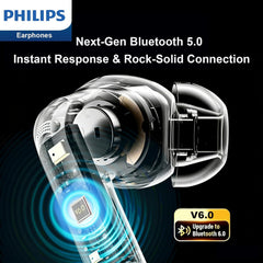 Philips Wireless Bluetooth Headphones Touchscreen-ENC Noise Cancelling Versatile in-Ear Long Battery Life Bluetooth 6.0 IPX7 Waterproof Compatible with iPhone/Samsung/iOS/Android/Tablet