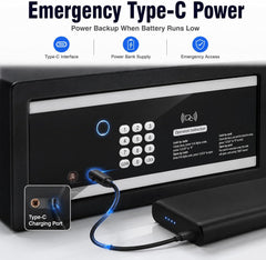 BUCKKO Locks Smart Safe Box Touch Screen with Silent Mode, Control by APP, Backlit Keypad, LED Light, Anti-Rust & Anti-Theft, Home/Office, 0.95 Cubic Feet, 18.5×35.5×41.25 cm, Black
