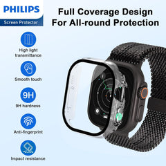 PHILIPS Case with Screen Protector for Apple Watch Ultra 2 49mm, Overall Protective Cover, Built-in Tempered Glass Film High Sensitivity (Clear)