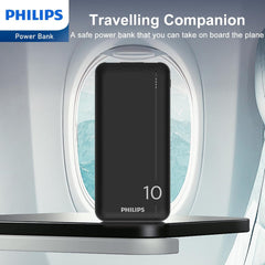 Philips Powerbank 10000mAh Power Bank USB Portable Reliable 5V 2.1A DLP1810NW (White)