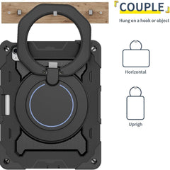 BUCKKO Case for iPad (A16) 11th/10th Generation 11/10.9 inch 2025/2022, Heavy Duty Shockproof Cover with 360° Rotating Handle/Bracket/Pen Holder/Shoulder Strap, Black