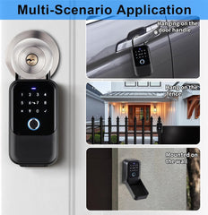 BUCKKO Smart Key Box IP65 Waterproof Bluetooth Lock Box Supports TTLock App and PIN Code Key Safe with 0 to 9 Digits Combination Code, Attach on object. Suitable for Outdoor, Home, Garage, Apartment.