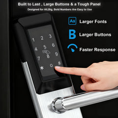 Buckko Locks ZM-1 Smart Door Lock, Lever Handle with Fingerprint, PIN Code, RFID Card and Key, Silver