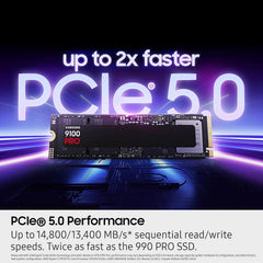 Samsung SSD 9100 PRO 2TB, PCIe 5.0x4 M.2 2280, Seq. Read Speeds Up to 14,800MB/s, Best for AI Computing, Gaming, and Heavy Duty Workstations (MZ VAP2T0B/AM) | NVMe Internal Solid State Hard Drive best for AI Computing, Gaming, and Heavy Duty Workstations