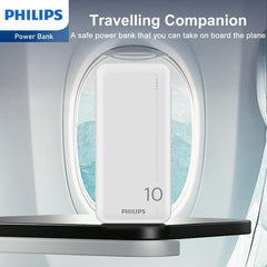 Philips Powerbank 10000mAh Power Bank USB Portable Reliable 5V 2.1A DLP1810NW (White)