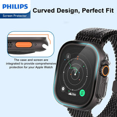 PHILIPS Case with Screen Protector for Apple Watch Ultra 2 49mm, Overall Protective Cover, Built-in Tempered Glass Film High Sensitivity (Clear)