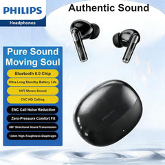PHILIPS TAT1120 Wireless Earbuds,True Wireless Headphones,Powerful Bass with 13 mm Driver,Clear Call with Mic, Long-Hour Battery Life,Fast Charging,Bluetooth v5.4,IPX4 Rating,Ergonomic Design,Black
