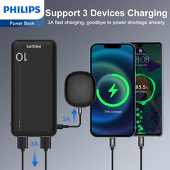 Philips Powerbank 10000mAh Power Bank USB Portable Reliable 5V 2.1A DLP1810NW (White)