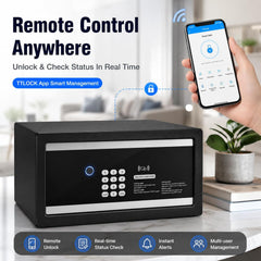 BUCKKO Locks Smart Safe Box Touch Screen with Silent Mode, Control by APP, Backlit Keypad, LED Light, Anti-Rust & Anti-Theft, Home/Office, 0.95 Cubic Feet, 18.5×35.5×41.25 cm, Black