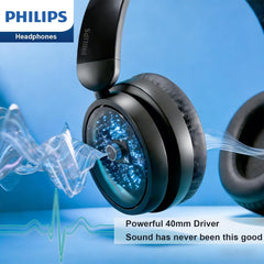 Philips TAH1120 Lightweight On-Ear Wireless Bluetooth Headphones with Passive Noise Isolation - up to 55 Hours Playtime, Clear Calls, Dynamic Bass, 2 Hours USB-C Charging - Black