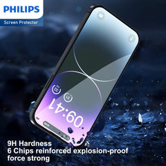 Philips Blue Light Filter Tempered Glass Screen Protector For iPhone 14 Pro - 3 Pack (3 Pcs)