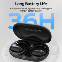 Monster Open Ear AC322, Bluetooth 5.4 Headset, 36H Battery Life, IPX5 Waterproof, Clear Communication, Ergonomic Design, Ear Angle Adjustable, Not Easy to Fall Off Wireless Bluetooth Headset. Charging Case Plastic Silicone E65Black2