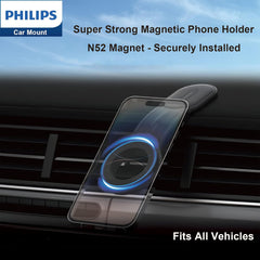 Philips Car Dashboard Phone Holder Stand Mount, Gravity Bracket, Secure, Adjustable, Long Arm iPhone, Android Black