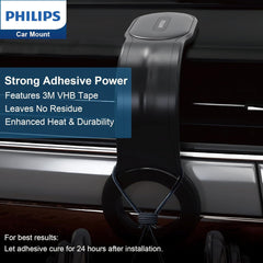 Philips Car Dashboard Phone Holder Stand Mount, Gravity Bracket, Secure, Adjustable, Long Arm iPhone, Android Black