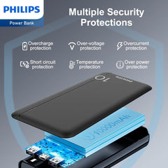 Philips Powerbank 10000mAh Power Bank USB Portable Reliable 5V 2.1A DLP1810NW (White)