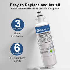 BUCKKO Refrigerator Water Filter and Air Filter Compatible with LG® LT700P®, Kenmore® 9690, 46-9690, ADQ36006102 and LT120F® (1-Pack)