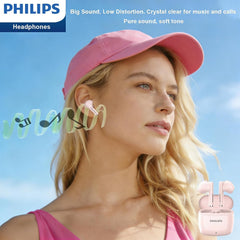 Philips Wireless Earbuds with Hi-Res Audio, Deluxe HS Semi in-Ear Headphones with LDAC, ENC Clear Call, 13mm Large Driver, Game Mode, in-Ear Detection, Total 20H (Pink)
