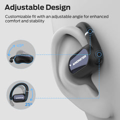 Monster Open Ear AC322, Bluetooth 5.4 Headset, 36H Battery Life, IPX5 Waterproof, Clear Communication, Ergonomic Design, Ear Angle Adjustable, Not Easy to Fall Off Wireless Bluetooth Headset. Charging Case Plastic Silicone E65Black2