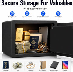 BUCKKO Locks Smart Safe Box Touch Screen with Silent Mode, Control by APP, Backlit Keypad, LED Light, Anti-Rust & Anti-Theft, Home/Office, 0.95 Cubic Feet, 18.5×35.5×41.25 cm, Black