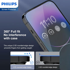 Philips Blue Light Filter Tempered Glass Screen Protector For iPhone 14 Pro - 5 Pack (5 Pcs)