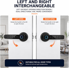 BUCKKO Locks Smart Lock 6 in 1, Fingerprint Door Lock Set, Keyless Entry Door Knob with APP/Code/Keys/Fingerprint, Electronic Keypad Lock Remote APP Control, Reversible Handle