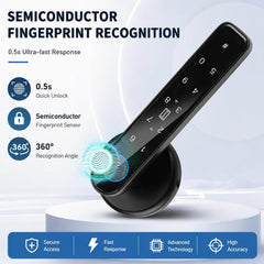 BUCKKO Locks Smart Lock 6 in 1, Fingerprint Door Lock Set, Keyless Entry Door Knob with APP/Code/Keys/Fingerprint, Electronic Keypad Lock Remote APP Control, Reversible Handle