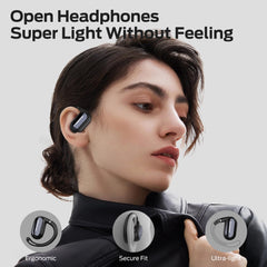 Monster Open Ear AC322, Bluetooth 5.4 Headset, 36H Battery Life, IPX5 Waterproof, Clear Communication, Ergonomic Design, Ear Angle Adjustable, Not Easy to Fall Off Wireless Bluetooth Headset. Charging Case Plastic Silicone E65Black2