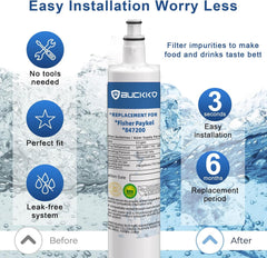 BUCKKO Refrigerator Water Filter 847200, Compatible with Fisher Paykel 847200 Fridge Water Filter External, 847200-WF 847200WF 847200-2 FWC3 EFF-6049A RF522ADUX5 RF522WDRUX5 RF522BRDUB5, 1-Pack