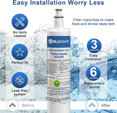 BUCKKO Refrigerator Water Filter 847200, Compatible with Fisher Paykel 847200 Fridge Water Filter External, 847200-WF 847200WF 847200-2 FWC3 EFF-6049A RF522ADUX5 RF522WDRUX5 RF522BRDUB5, 1-Pack