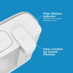 Philips Water Instant Water Filter Jug (3L) - Clean and Good Tasting Water in Seconds - Includes 1× Flavour + Filter, Reduces Chlorine & Lead, Retains Minerals
