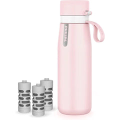 Philips GoZero Everyday Insulated Stainless Steel Water Bottle 3 Philips Tap Water Filters BPA Free Transform Tap Water into Healthy Tastier Water Keep Drink Hot/Cold,18.6 oz,Pink AWP2771PKQ13/37