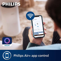 Philips 800i Series Compact Air Purifier, 49m2, HEPA & Activer Carbon Filter, Removes Up To 99,5% Of The Particles & Aerosols From The Air*, Connected with Air+ App, White (AC0850/70)