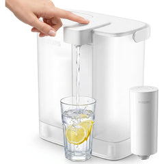 Philips Water Filter Jug +6 Micro X-Clean Replacement Filter Cartridges, Fast Flow, White, 2.6 litres, Electronic Timer, Packaging May Vary