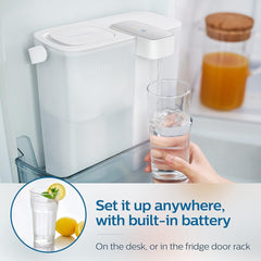 Philips GoZero Next-gen Instant Water Filter Pitcher, Rechargeable Battery, Mirco-X Clean Technology, 3L 12 Cups, 1L/min Fast Flow, Countertop Filtered Water Purifier Jug for Tap Water, 1 Filter